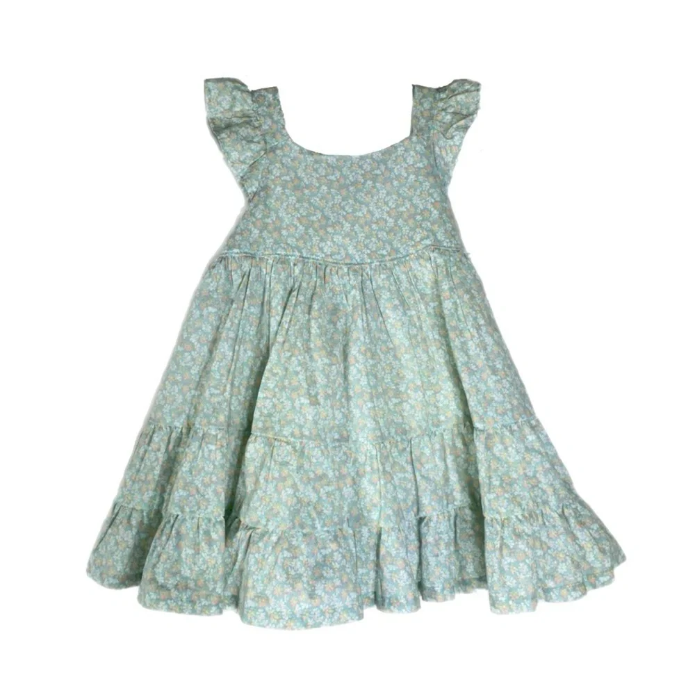 OshKosh B’gosh Girls Mint Floral Tiered Ruffled Dress w/Bloomers